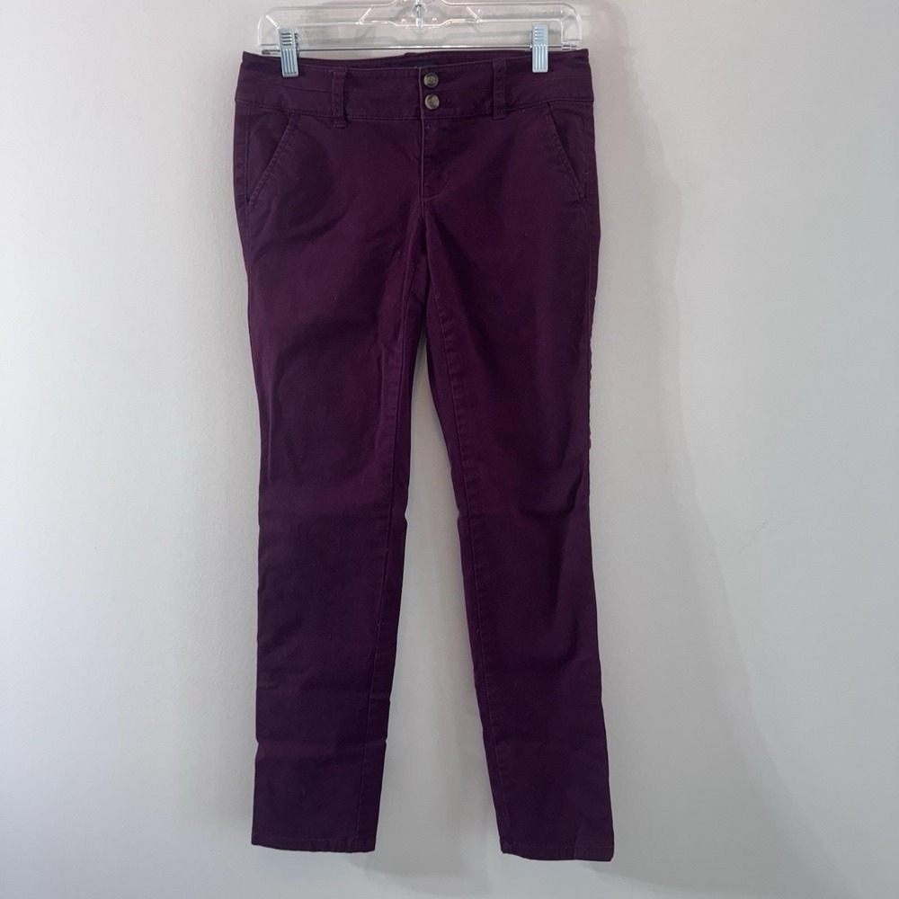 American Eagle Skinny Pants Womens 2 Regular Purple Stretch Chino Casual - Picture 2 of 11